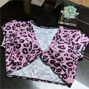 Pink Leopard Print bikini top